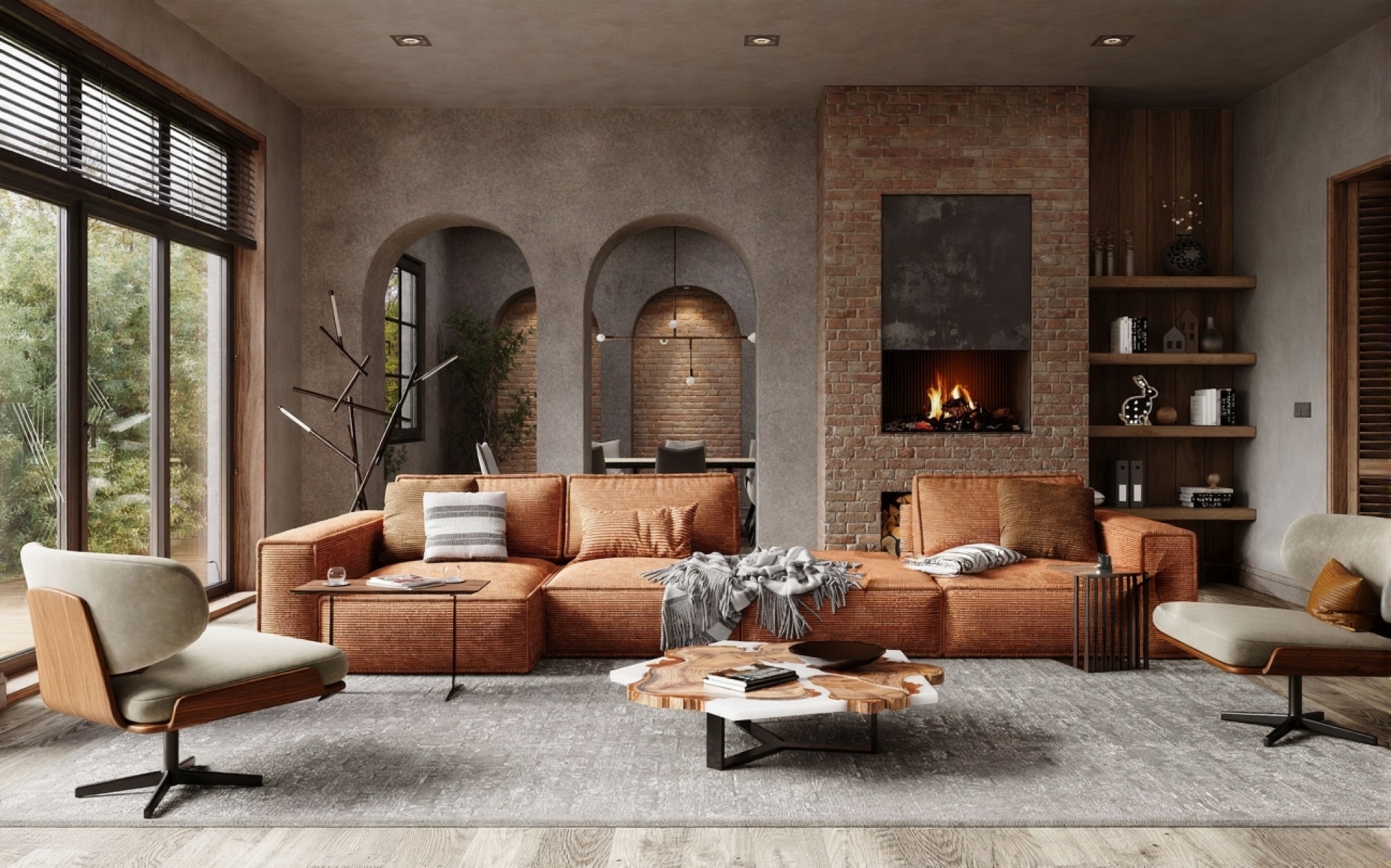 A staged living room produced in the Vestaro studio.